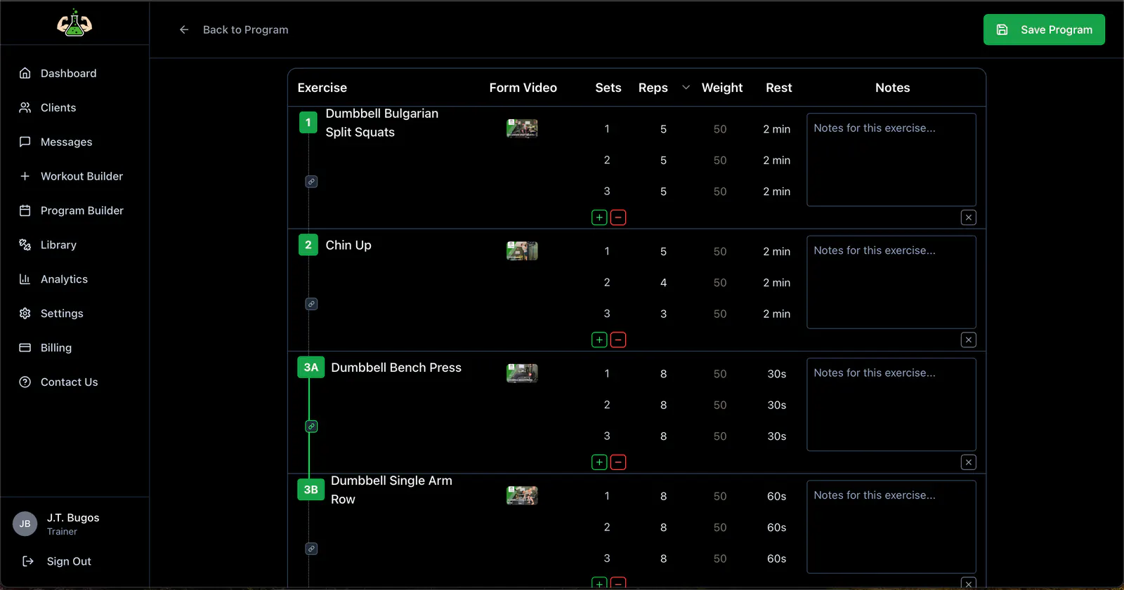 Workout Builder UI